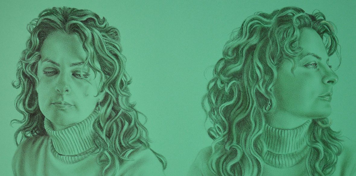 Double Self-Portrait (2015), Conté on cardboard, cm. 60 x 40